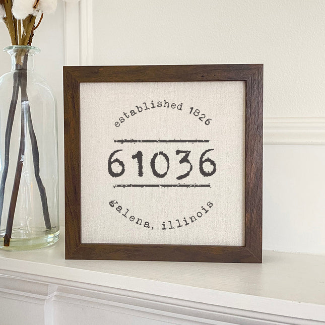 Established Zip/City - Custom Framed Sign