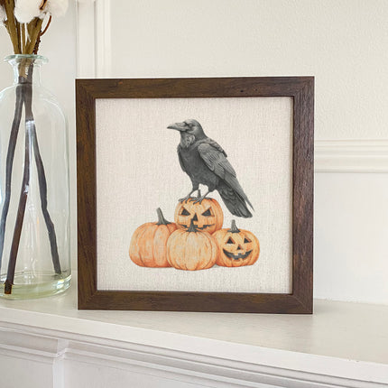 Crow and Carved Pumpkins - Customizable Halloween Sign