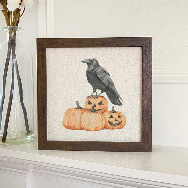 Crow and Carved Pumpkins - Customizable Halloween Sign