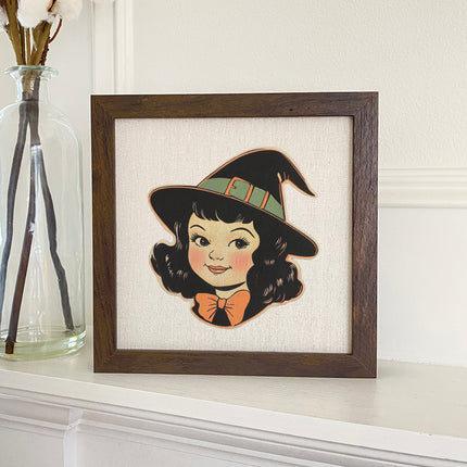 Retro Halloween Girl - Customizable Halloween Framed Sign