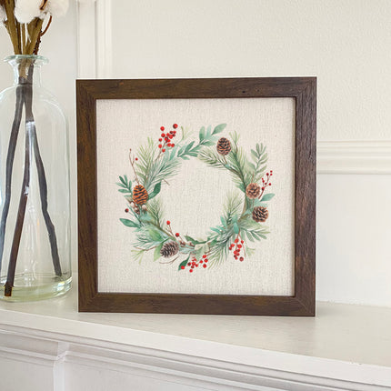 Winter Wreath - Customizable Christmas  Framed Sign