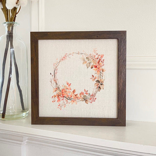 Delicate Autumn Wreath - Framed Sign