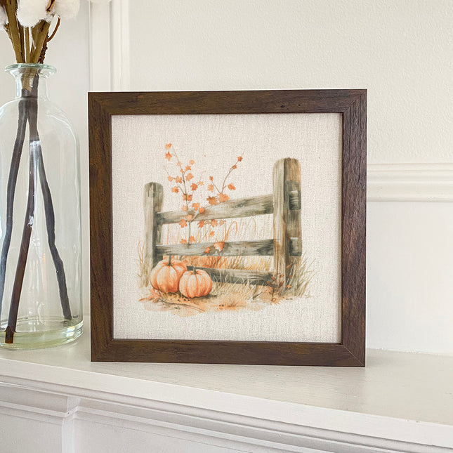 Pumpkin Fence - Customizable Framed Sign