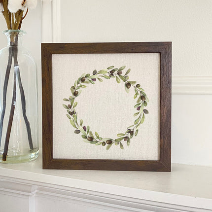 Olive Wreath - Customizable Framed Sign