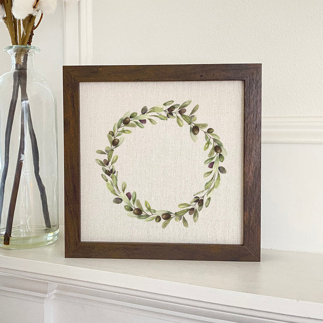 Olive Wreath - Customizable Framed Sign