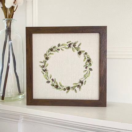 Olive Wreath - Customizable Framed Sign