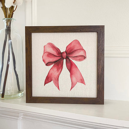 Red Gift Bow - Customizable Framed Sign