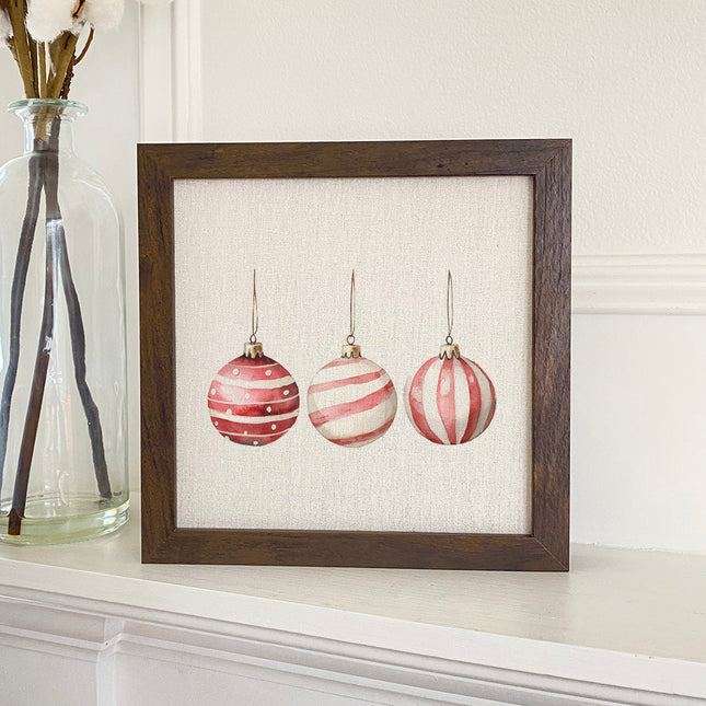 Red and White Stripe  Ornaments - Customizable Framed Sign