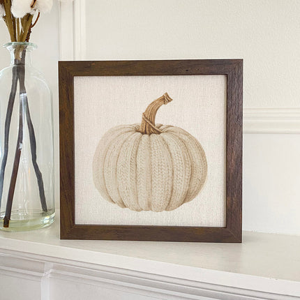 Knit Pumpkin - Customizable Framed Sign