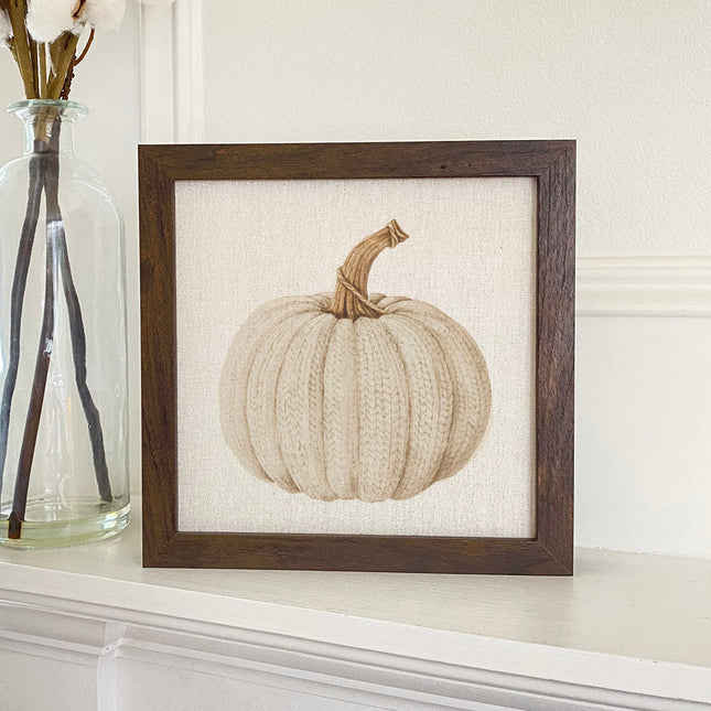 Knit Pumpkin - Customizable Framed Sign