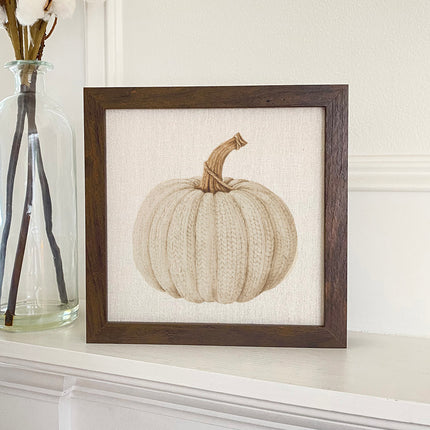Knit Pumpkin - Customizable Framed Sign