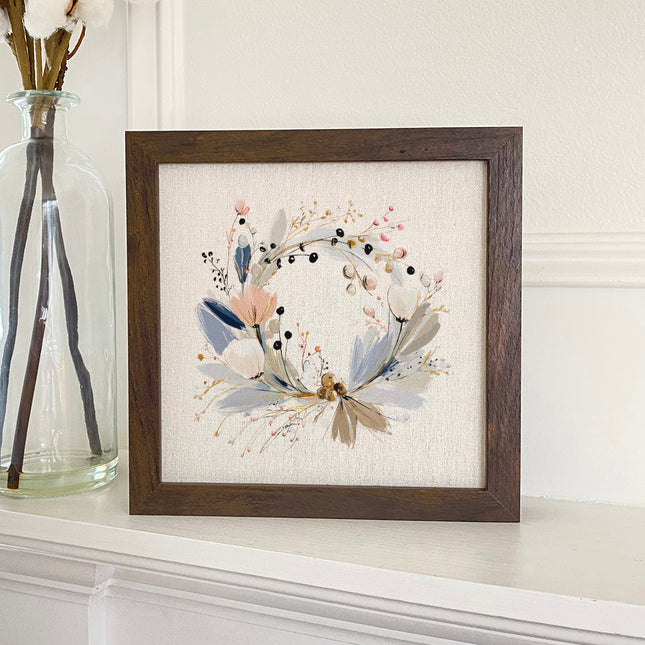 Winter Blue Wreath - Customizable Framed Sign