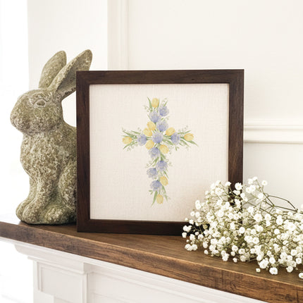 Tulip Easter Cross - Framed Sign