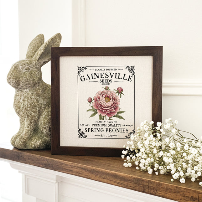 Spring Peonies Seed Packet - Custom Framed Sign