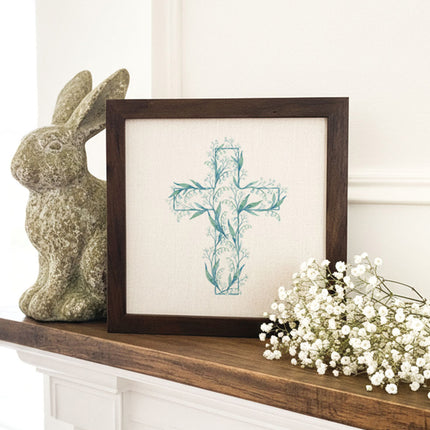 Spring Easter Cross - Framed Sign