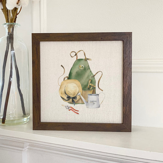 Garden Apron and Hat - Framed Sign