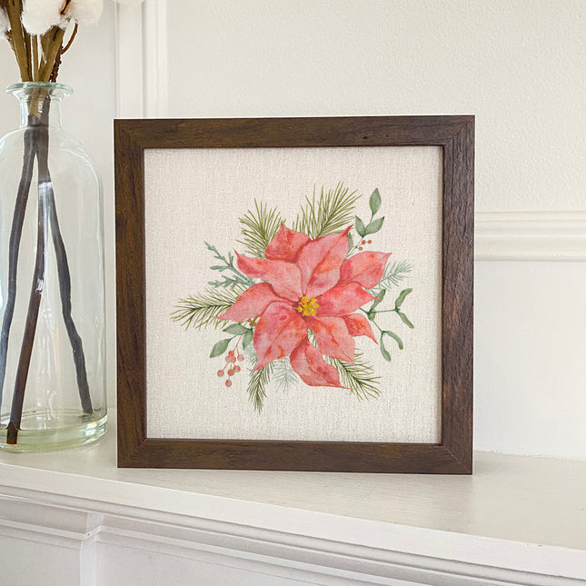 Poinsettia Flower - Framed Sign