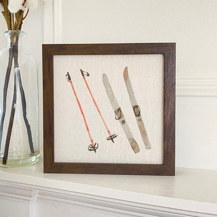 Watercolor Skis - Framed Sign