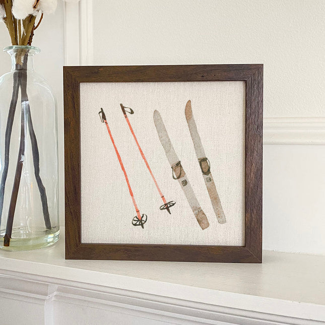 Watercolor Skis - Framed Sign
