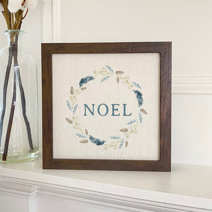 Noel Pine Wreath - Framed Sign