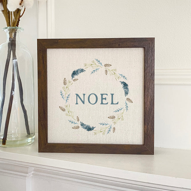 Noel Pine Wreath - Framed Sign