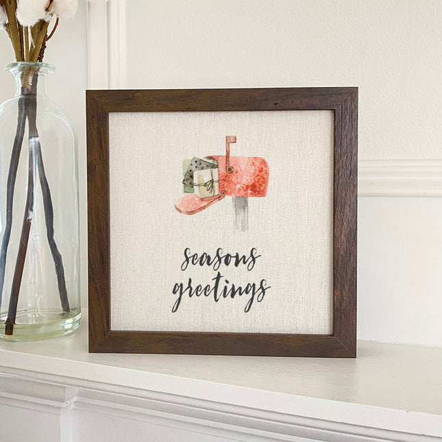 Season Greetings Mailbox - Framed Sign