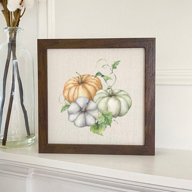 Pumpkins and Leaves - Framed Sign