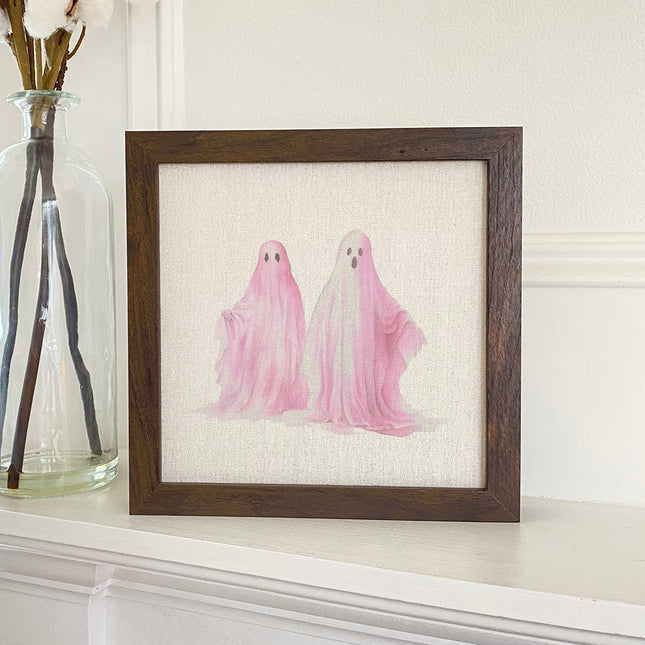 Pink Ghosts - Framed Sign