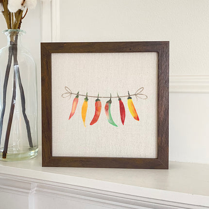 Line of Peppers - Framed Sign