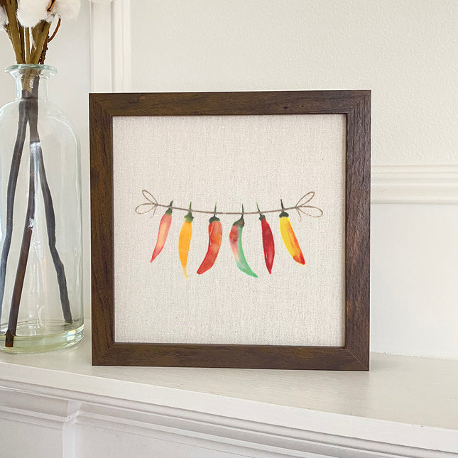 Line of Peppers - Framed Sign
