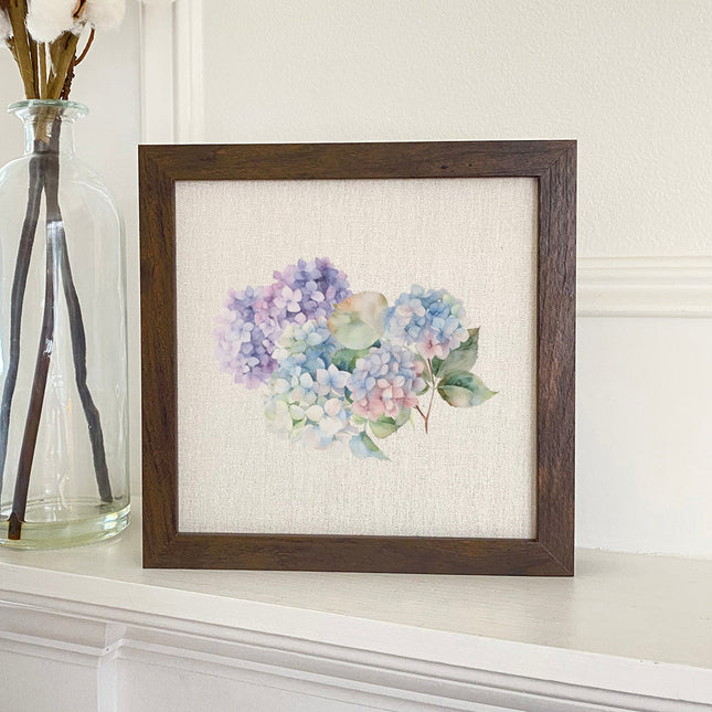Watercolor Hydrangea Bunch - Framed Sign