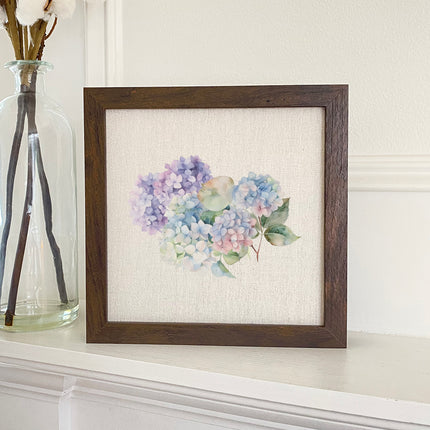 Watercolor Hydrangea Bunch - Framed Sign