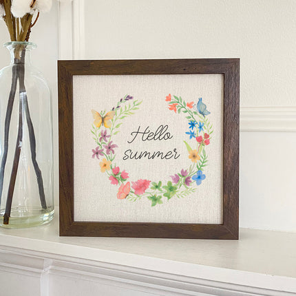 Hello Summer Wreath - Framed Sign