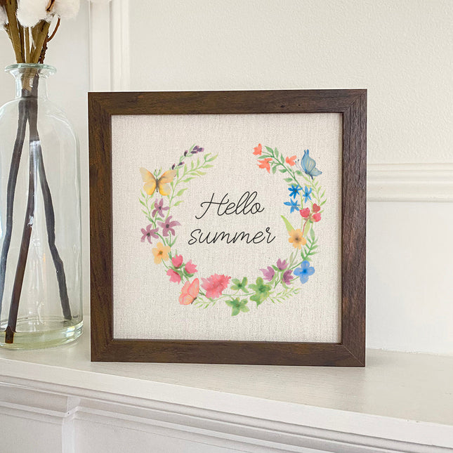 Hello Summer Wreath - Framed Sign