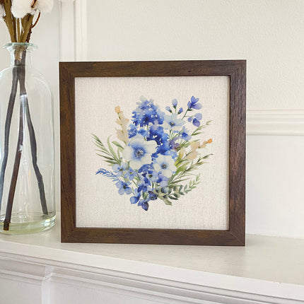 Watercolor Indigo Bunch - Framed Sign