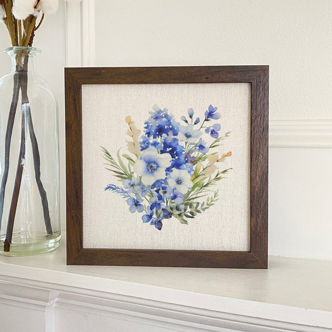 Watercolor Indigo Bunch - Framed Sign