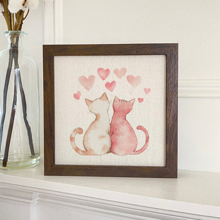 Valentine Cats - Valentine's Day Framed Sign