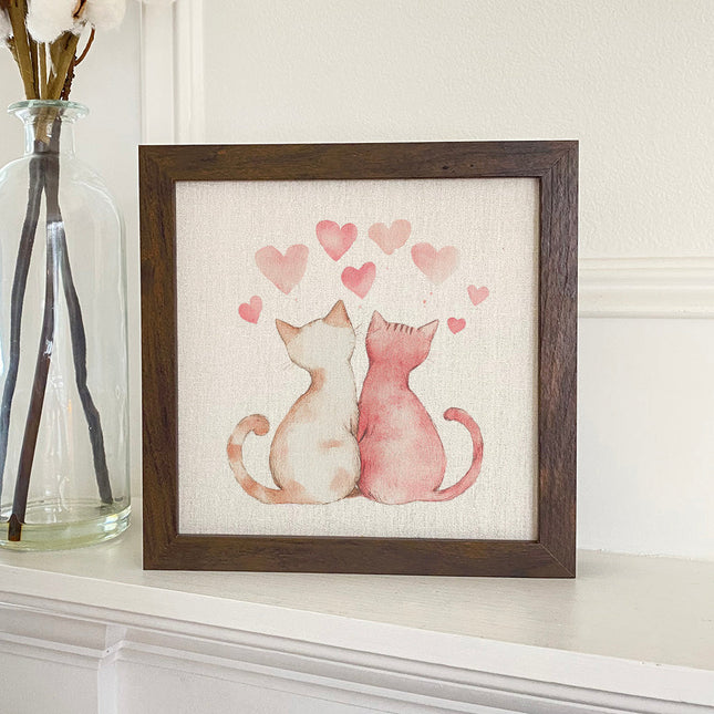 Valentine Cats - Valentine's Day Framed Sign