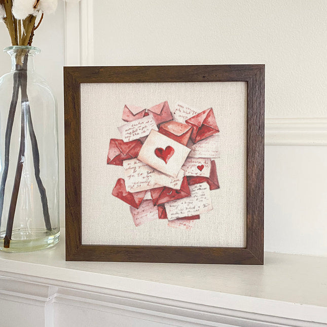 Love Letter Stack - Valentine's Day Framed Sign
