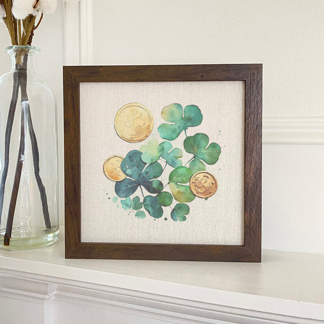 Shamrocks and Coins - Framed Sign