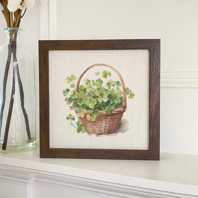 Clover Basket - St. Patrick's Day Framed Sign