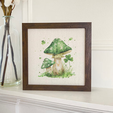 Lucky Mushrooms - St. Patrick's Day Framed Sign