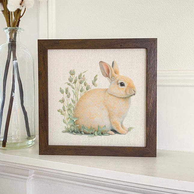 Rabbit in Grass - Framed Sign