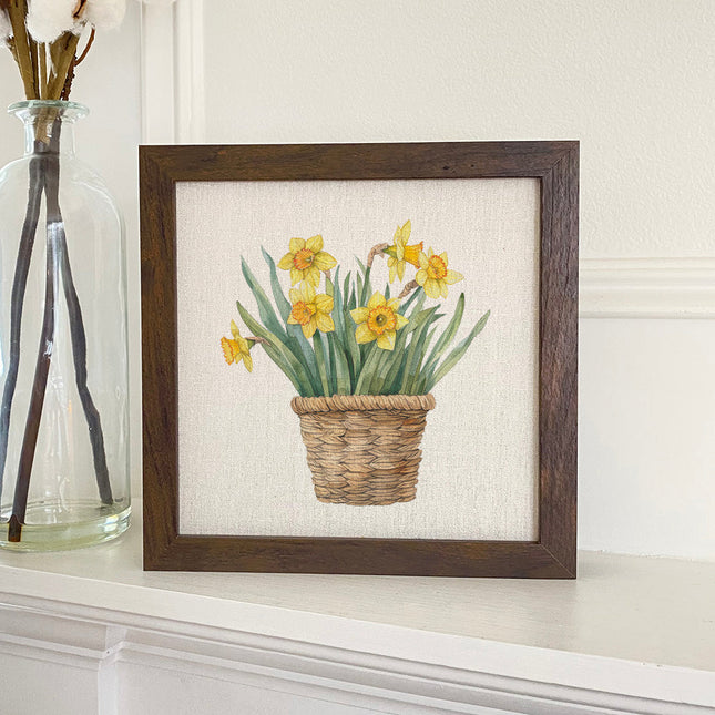 Basket of Daffodils - Spring Framed Sign