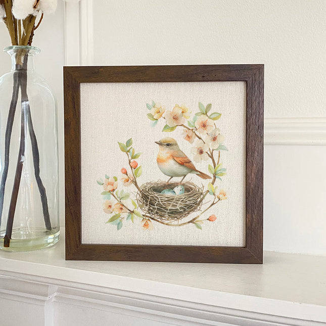Robin in a Cherry Blossom - Spring Framed Sign
