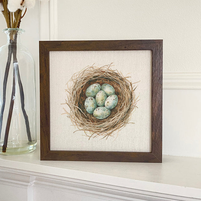 Watercolor Robins' Nest - Spring Framed Sign