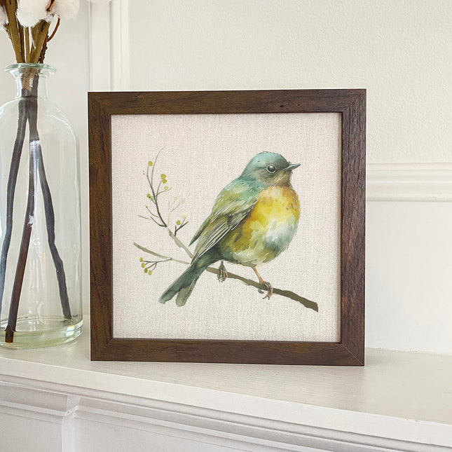 Watercolor Spring Bird - Spring Framed Sign