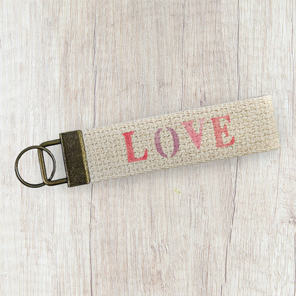 Love Stencil - Valentine's Day Canvas Key Fob