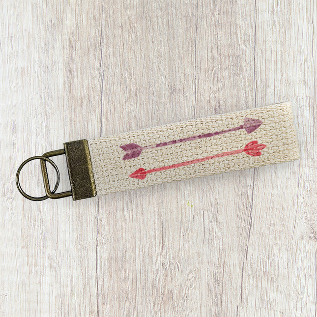 Watercolor Arrows - Valentine's Day Canvas Key Fob