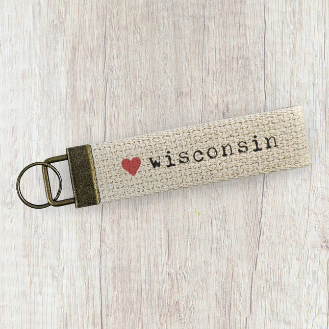 Heart State - Custom Canvas Key Fob